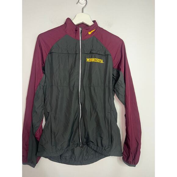 Minnesota Golden Gophers Jacket Womens M Gray Maroon Windbreaker Nike Storm Fit - Picture 1 of 6